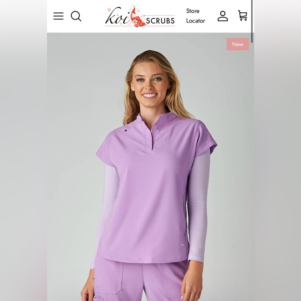 NWT - Koi Women's Passion Lilac Next Gen Super Human Scrub Top (S)